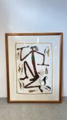 A LARGE ORIGINAL FRAMED ABORIGINAL ART WORK ATTRIBUTED TO PADDY FORDHAM WAINBURRANGA W 75 X H 105CM.