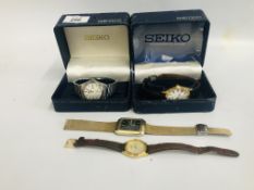 FOUR VINTAGE GENTS SEIKO WATCHES INCLUDING LEATHER,