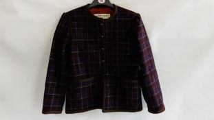 TWO PIECES OF LADIES CLOTHING MARKED YUE SAINT LAURENT INCLUDING BELT AND CHECKERED JACKET