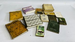 A GROUP OF MAINLY VINTAGE REPAIR MANUALS TO INCLUDE CORTINA, TRIUMPH HERALD 1200, JAGUAR,
