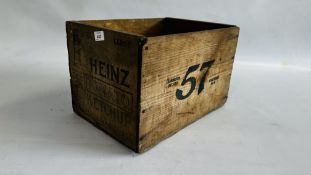 A VINTAGE WOODEN ADVERTISING CRATE "HEINZ TOMATO KETCHUP" W 43 X D 31 X H 28CM.