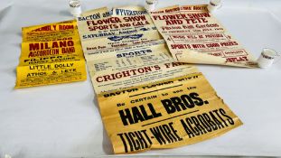 THREE VINTAGE LOCAL ADVERTISING POSTERS TO INCLUDE BACTON AND WYVERSTON FLOWER SHOW 1934,