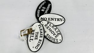 4 OVAL CAST IRON SIGNS (R)