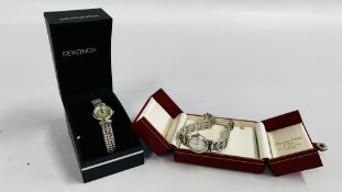 TWO 925 SILVER WATCHES: 1 X PRECIOUS TIME WATCH WITH A 3 BANDED BRACELET STRAP - QUARTZ, SWISS MADE,