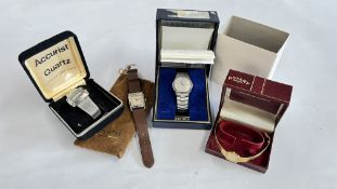 A GROUP OF 4 WRIST WATCHES TO INCLUDE AN ACCURIST QUARTZ (BOXED), A GENT'S SEIKO QUARTZ (BOXED),