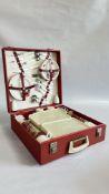 A VINTAGE "BREXTON" PICNIC SET IN A FITTED CASE.