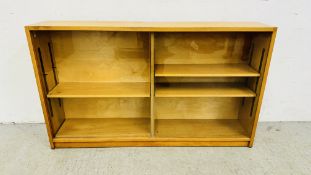 OAK DOUBLE BOOKCASE WITH SLIDING GLASS DOORS AND ADJUSTABLE SHELVES CRITERION PHOENIX OF CHARING
