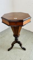 A VICTORIAN TRUMPET WORK TABLE