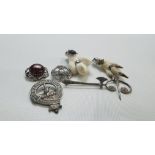 GROUP OF MAINLY SILVER SCOTTISH BROOCHES INCLUDING 2 BY ROBERT ALLISON,