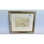 A FRAMED MODERN BRITISH SCHOOL PENCIL DRAWING, W 16.5CM X H 11CM.