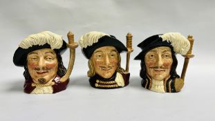 3 ROYAL DOULTON CHARACTER JUGS TO INCLUDE "ARAMIS" D 6441, "ATHOS" D 6439 AND "PORTHOS" D 6440.