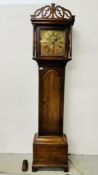 OAK CASED LONG CASE CLOCK WITH PAT COCK NOTTINGHAM FACE.