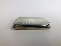 A VINTAGE SILVER MATCH HOLDER, BIRMINGHAM ASSAY C&C - H 6CM X W 4.2CM.