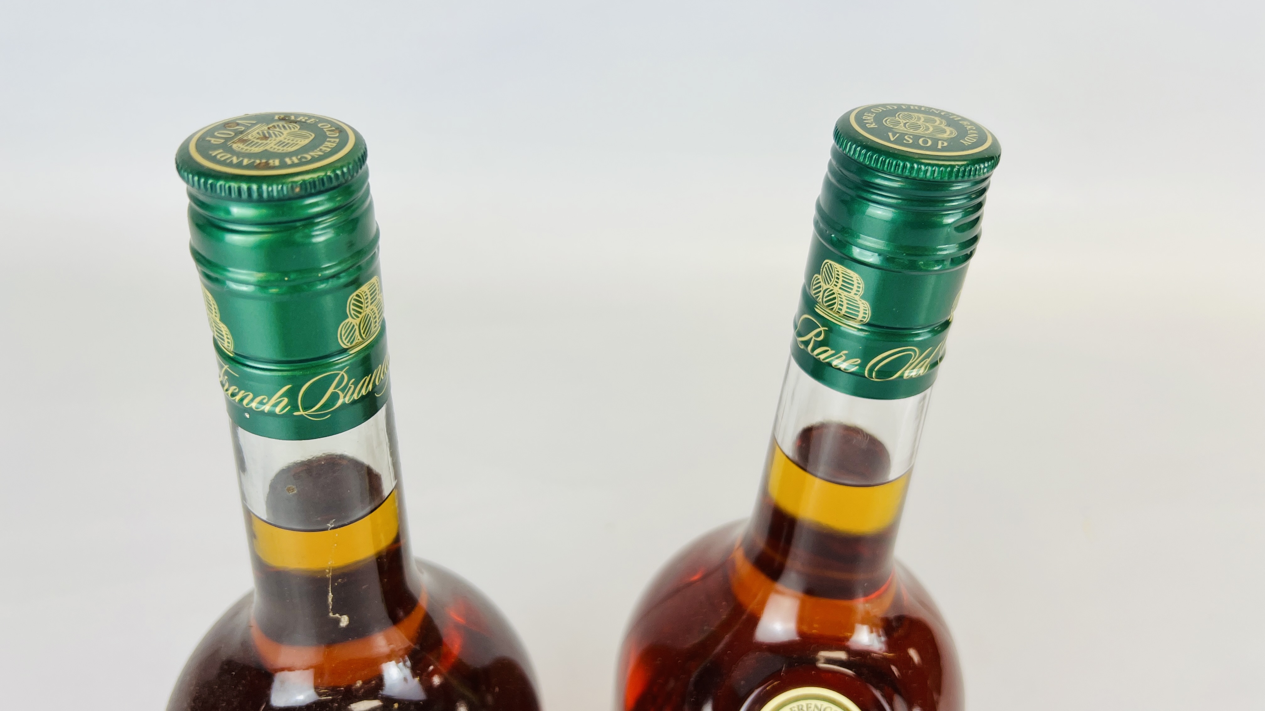 2 X 70CL BOTTLES OF "THREE BARRELS" FRENCH BRANDY. - Image 2 of 4