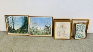 A SET OF 8 FRAMED PRINTS DEPICTING VARIOUS BEATRIX POTTER CHARACTERS - H 43CM X W 37CM + 5 FRAMED