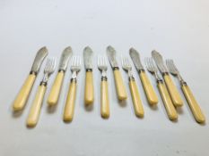 A SET OF 6 SILVER FISH KNIVES AND FORKS, SHEFFIELD 1886,