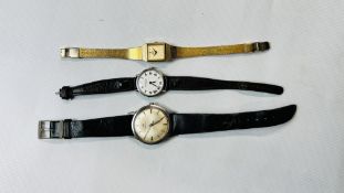 3 VINTAGE WRIST WATCHES TO INCLUDE LEATHER STRAPPED HAMILTON,