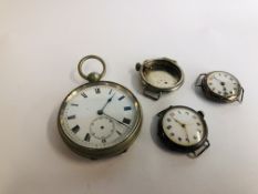 A GROUP OF WATCHES TO INCLUDE SILVER LADIES / MID SIZE WATCHES X 2, WHITE METAL WATCH CASE,