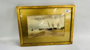 H. MACKENZIE: WATERCOLOUR "FISHING TRAWLERS" W 29CM X H 18.5CM.