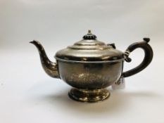 AN ANTIQUE SILVER TEAPOT BIRMINGHAM ASSAY H 13CM (RIM REQUIRES ATTENTION)