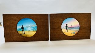 TWO INTERESTING MAGIC LANTERN SLIDES OF NAPOLEON AT BATTLE AND ON A SEA SHORE STAMPED BAKER.