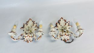 2 CONTINENTAL PORCELAIN WALL LIGHTS - COLLECTORS ITEMS ONLY - SOLD AS SEEN.