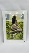 AN ORIGINAL KRYS LEACH SIGNED ARTWORK ENTITLED LEGS AT ELEVEN, OILS ON CANVAS BOARD - W 28.