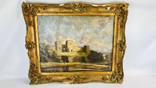 GWB? (19/20TH CENTURY) 'RHUDDLAN CASTLE' OIL ON CANVAS, INITIALLED - 56 X 70CM.