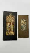 TWO VINTAGE WATERCOLOURS OF RELIGIOUS STAINED GLASS WINDOW DESIGNS SIGNED WITH MONOGRAM AND