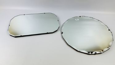 TWO VINTAGE WALL HANGING MIRRORS.