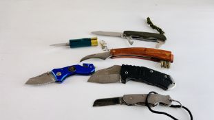 A GROUP OF 6 VARIOUS POCKET KNIVES TO INCLUDE LANSKY, VICTORINOX,