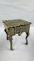 HIGHLY DECORATIVE OCCASIONAL TABLE INLAID WITH MOTHER OF PEARL AND BONE 45 X 45CM.