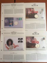 COINS: FOUR COIN COVERS WITH SILVER COINS, CANADA 1996 AND 1999 DOLLARS,