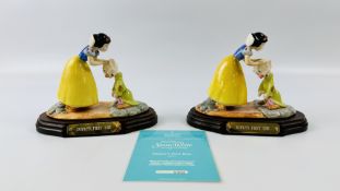 TWO ROYAL DOULTON LIMITED EDITION 912 & 902 WALT DISNEY'S SNOW WHITE AND THE SEVEN DWARFS "DOPEY'S