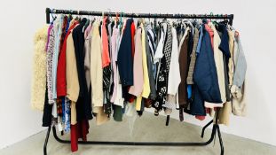 LARGE COLLECTION OF MAINLY WOMEN'S CLOTHING TO INCLUDE DESIGNER CLOTHING, WOOL JACKET, TROUSERS,