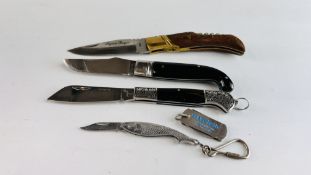 A GROUP OF 5 VARIOUS POCKET KNIVES TO INCLUDE PORMITHI, LAGUIDE BAUGNA,