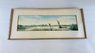 ORIGINAL WATERCOLOUR CHARLES FREDERICK RUMP - BARTON BROAD FROM THE JUNCTION OF THE ANT GOING SOUTH.