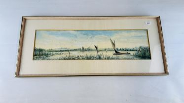 ORIGINAL WATERCOLOUR CHARLES FREDERICK RUMP - BARTON BROAD FROM THE JUNCTION OF THE ANT GOING SOUTH.