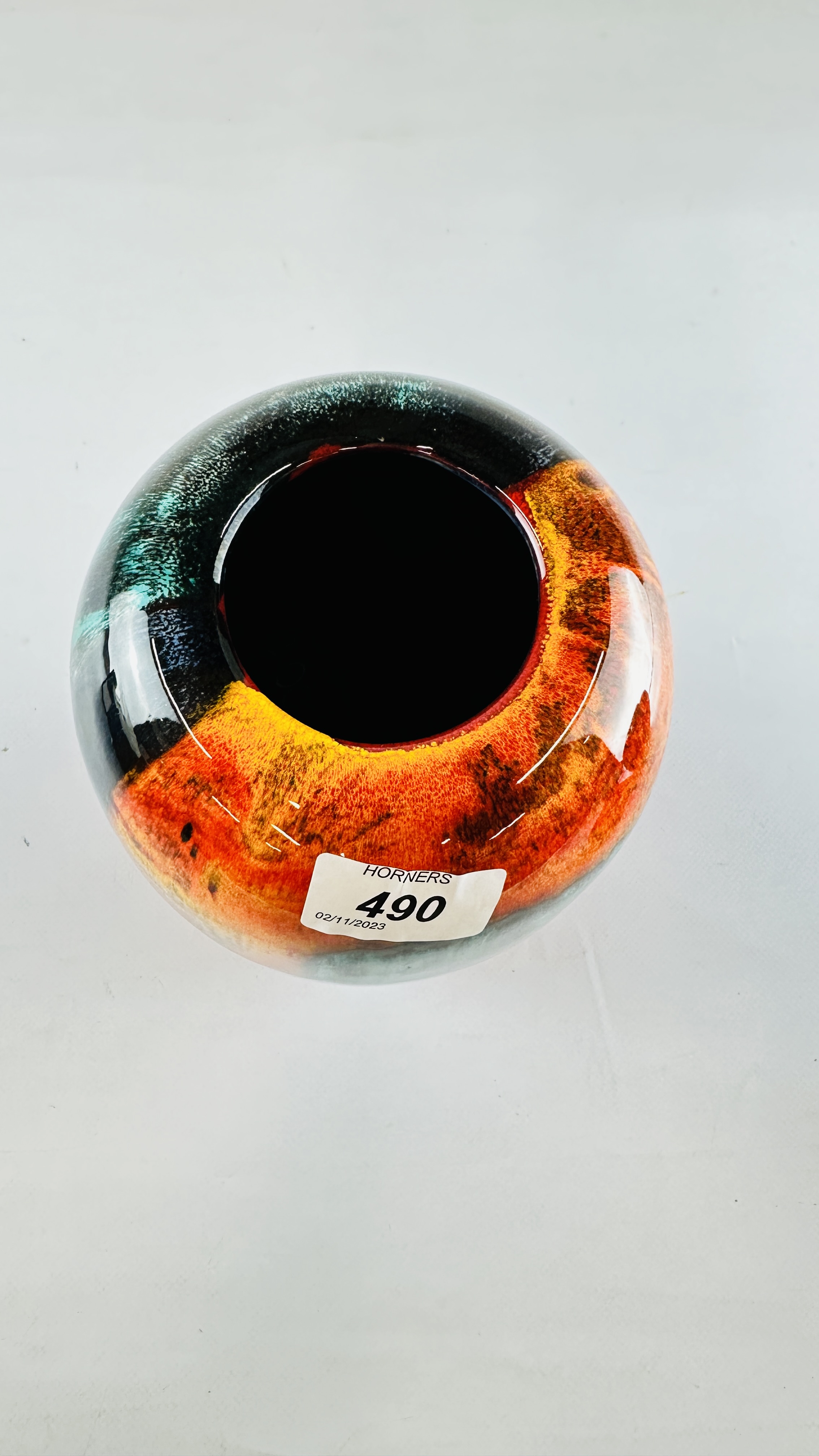 A POOLE POTTERY "LIVING GLAZE" GEM STONES CONCAVE VASE 135049 H 21CM. - Image 5 of 5