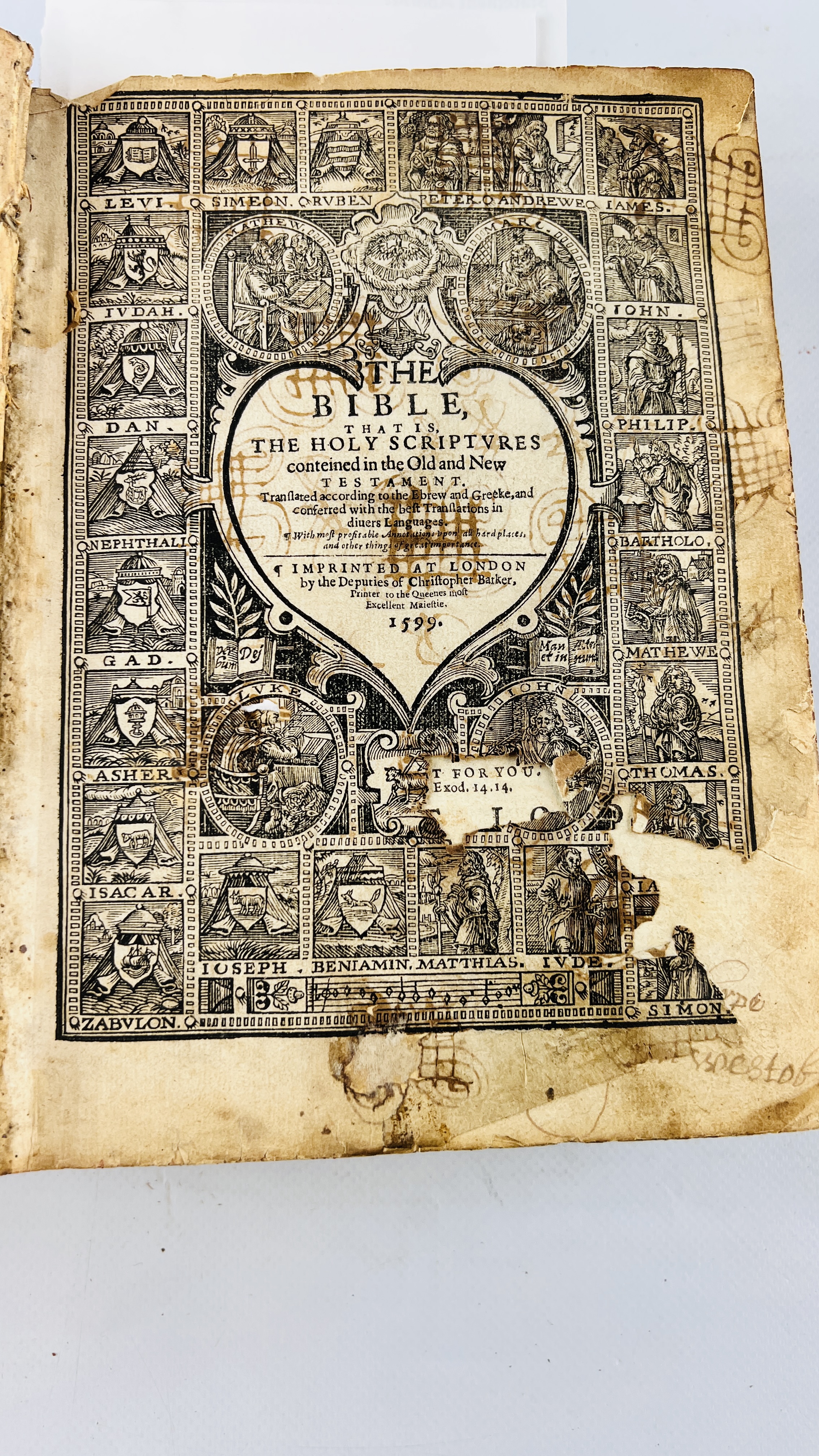 A rare copy of the Geneva Bible, often called Breeches Bible, 1599, - Image 3 of 20