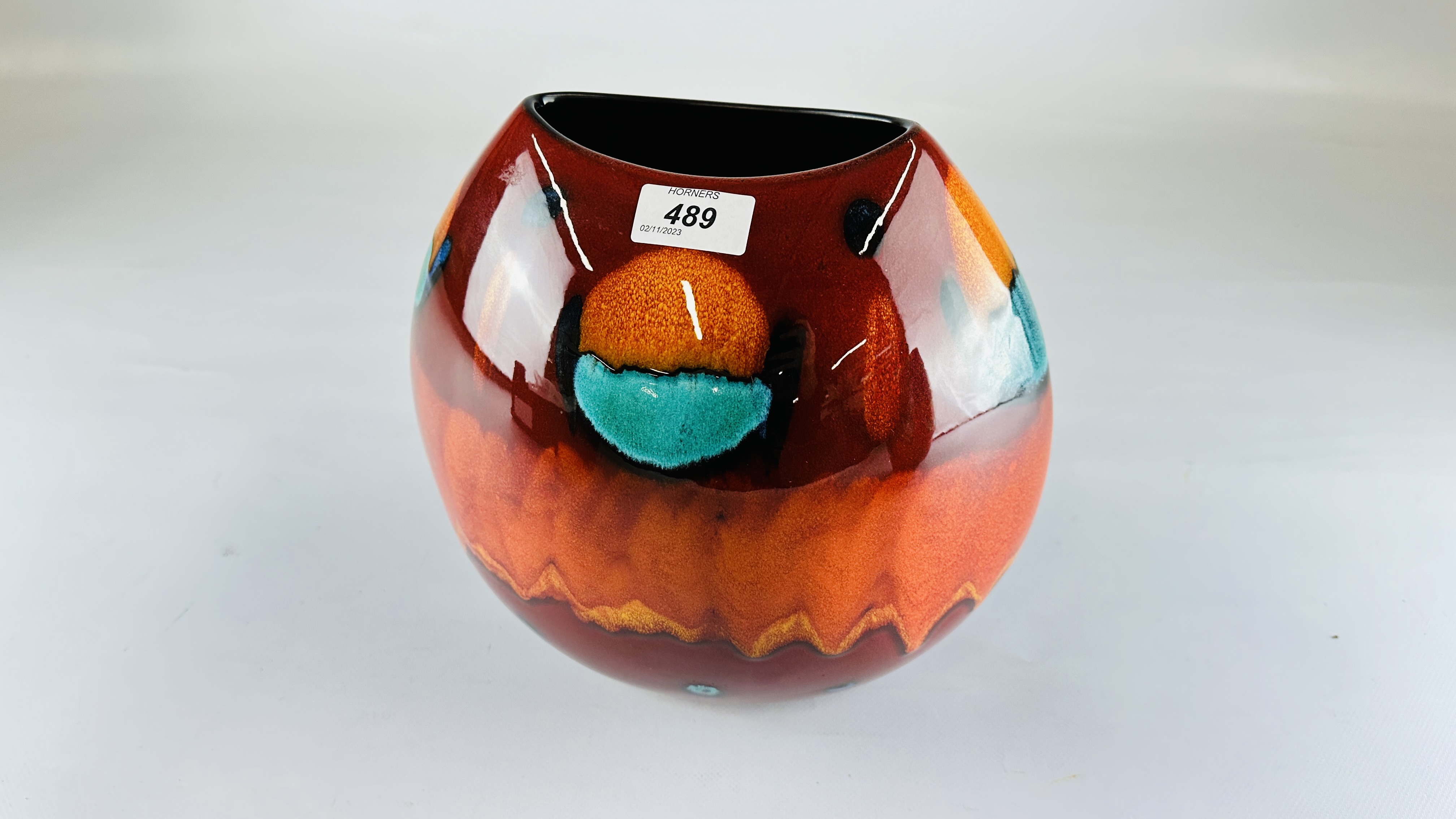 A POOLE POTTERY "LIVING GLAZE" VOLCANO VASE - H 26CM. - Image 2 of 5