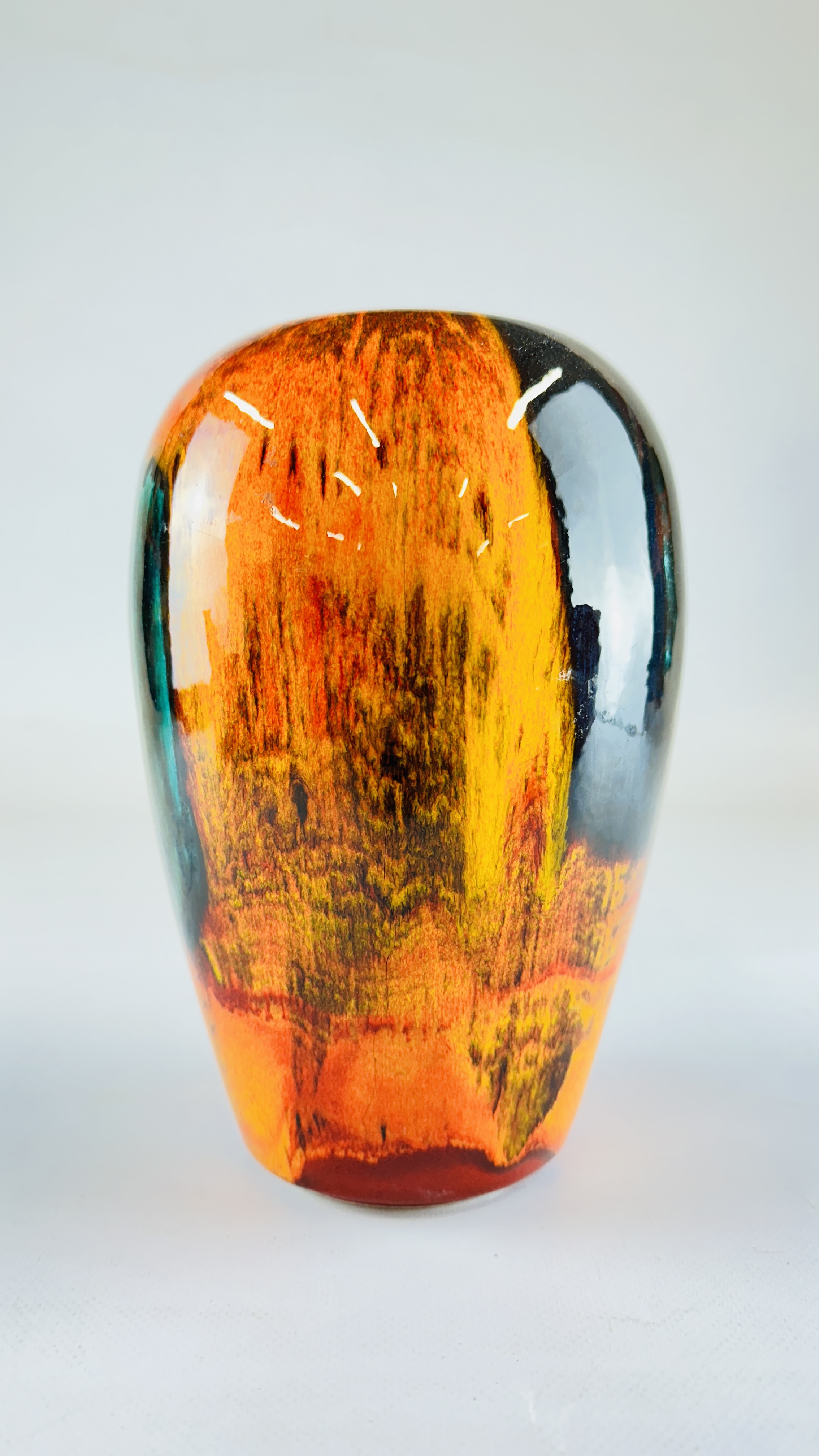 A POOLE POTTERY "LIVING GLAZE" GEM STONES CONCAVE VASE 135049 H 21CM. - Image 2 of 5