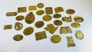 APPROXIMATELY 27 BRASS WAGON PLAQUES.