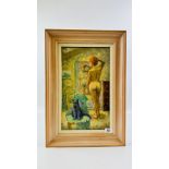 OIL ON BOARD NUDE STUDY BEARING SIGNATURE WRIGHT (F.A. WRIGHT) W 23CM X H 39CM.