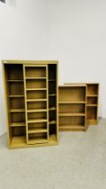 A NEXT 5 TIER SHELVING UNIT WITH SLIDING 7 TIER SHELF TO THE FRONT 70CM X 121CM ALONG WITH 2 MODERN
