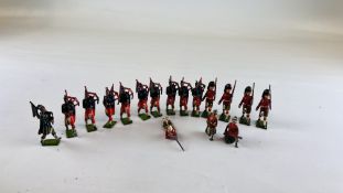 A BOX CONTAINING PRE WAR BRITAINS AND OTHER MAKERS LEAD HIGHLANDERS