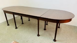 A C20TH MAHOGANY "D" - END DINING TABLE, ON PAD FEET 290CM LONG. BESPOKE COMMISSION BY JOHN BARNARD.