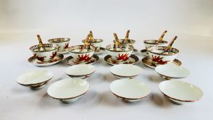A CHINESE HAND PAINTED TEASET TO INCLUDE DISHES, COVERS,