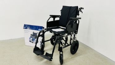 DRIVE DEVILBISS MANUAL WHEELCHAIR AS NEW ALONG WITH BOXED DRIVE WHEELCHAIR CUSHION.