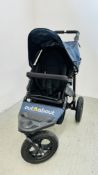 AN OUT N ABOUT ALL TERRAIN CHILD'S BUGGY COMPLETE WITH RAIN WEAR AND INSTRUCTIONS.